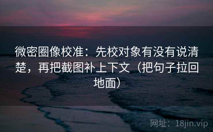 微密圈像校准：先校对象有没有说清楚，再把截图补上下文（把句子拉回地面）