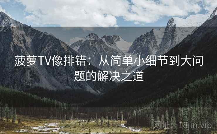 菠萝TV像排错：从简单小细节到大问题的解决之道